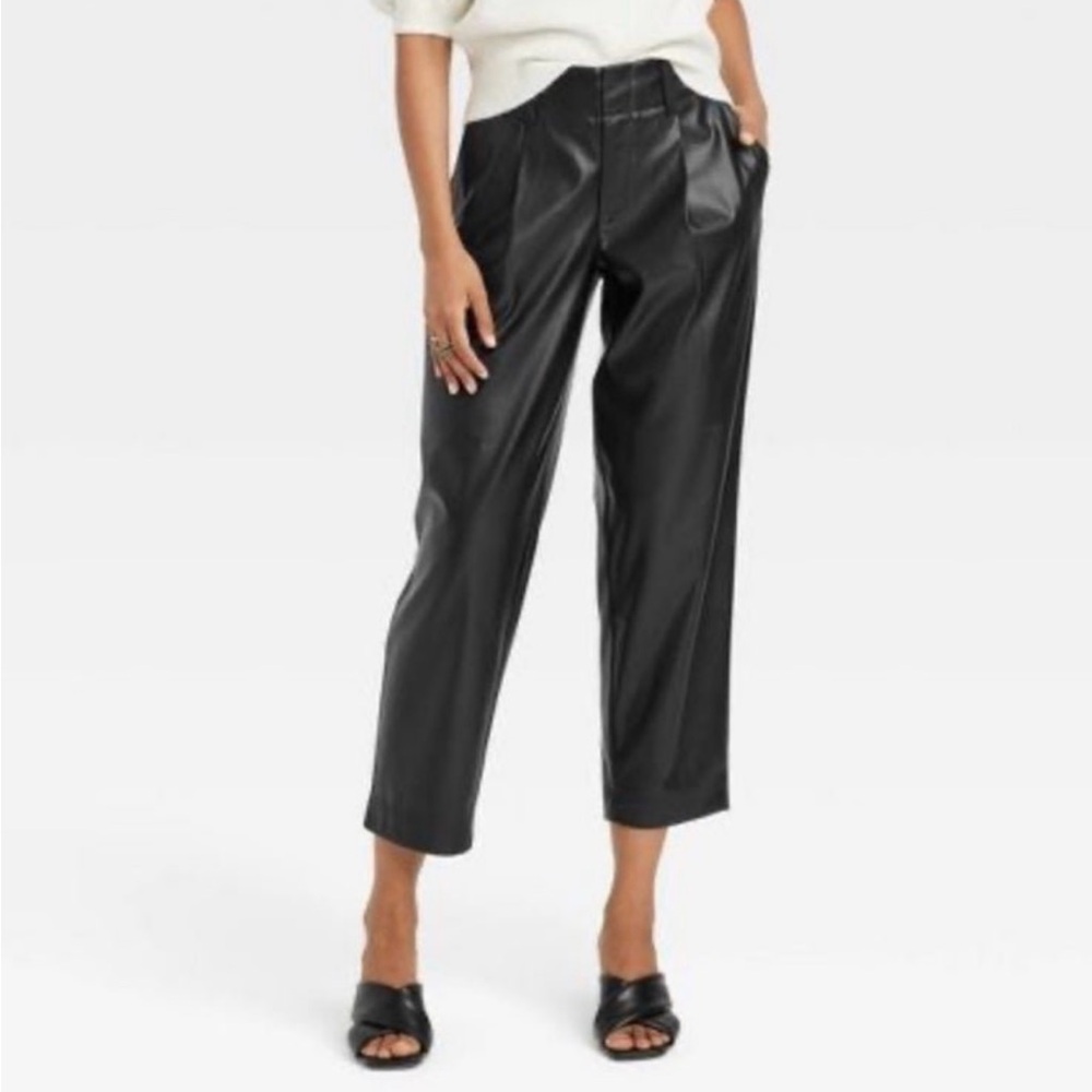 Wide Leg Faux Leather Pants large
